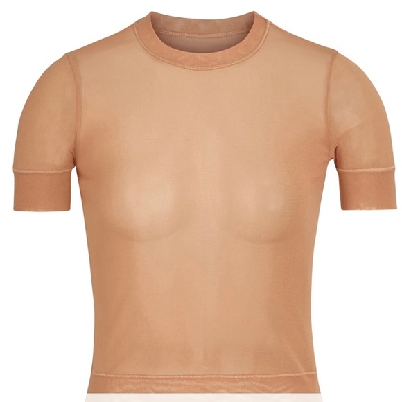 SKIMS MESH SHORT SLEEVE TOP SIENNA XSMALL - Picture 2 of 9